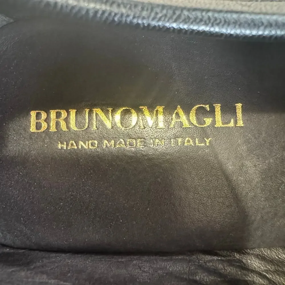 Bruno Magli Nerone Slip On Men’s Classic Leather Loafers Size 8 W Black Italy